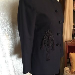 John Meyer Vintage Navy Blue Wool Blazer Embellished 6P
